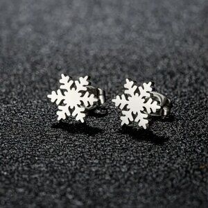 🍏50% OFF/3+...Snowflake Stud Earrings (Silver tone)